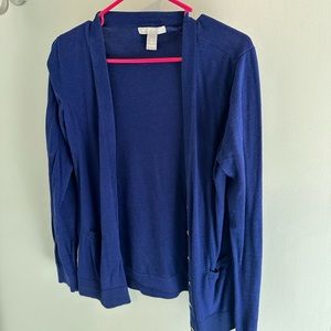 Purple cardigan, long sleeve, with pockets, women’s medium